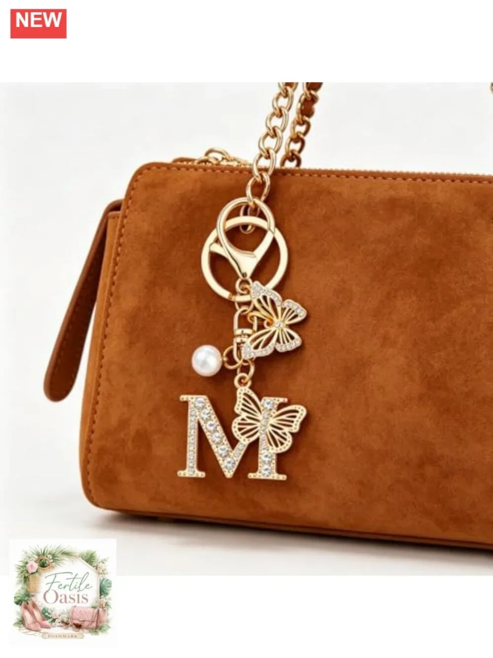 Initial Keychain Bag Charm Butterfly Pendant Purse Charm Women
